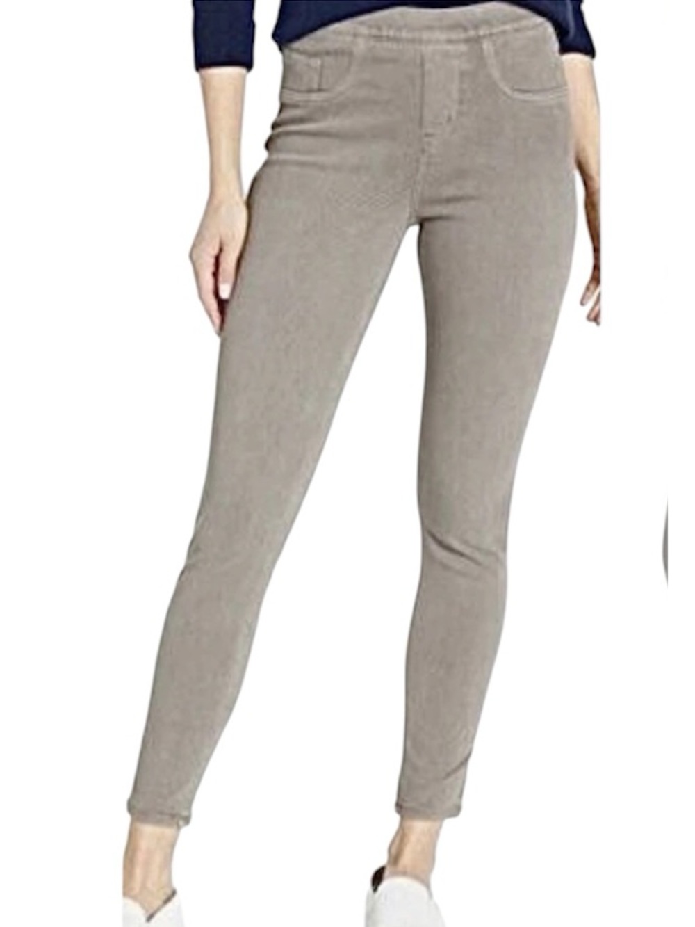 SPANX JEAN-ISH ANKLE Gray Pull On Shaping Stretch Denim Leggings sz large
